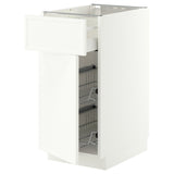 METOD / MAXIMERA base cab w wire basket/drawer/door, white/Aspudden matt white, 40x60 cm