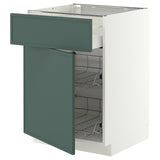METOD / MAXIMERA base cab w wire basket/drawer/door, white/Aspudden dark grey-green, 60x60 cm