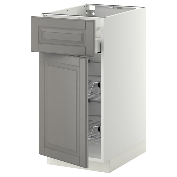 METOD / MAXIMERA - METOD / MAXIMERA Base cab w wire basket/drawer/door, white/Bodbyn grey, 40x60 cm