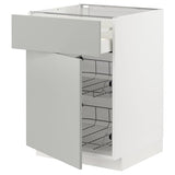 METOD / MAXIMERA base cab w wire basket/drawer/door, white/Havstorp light grey, 60x60 cm