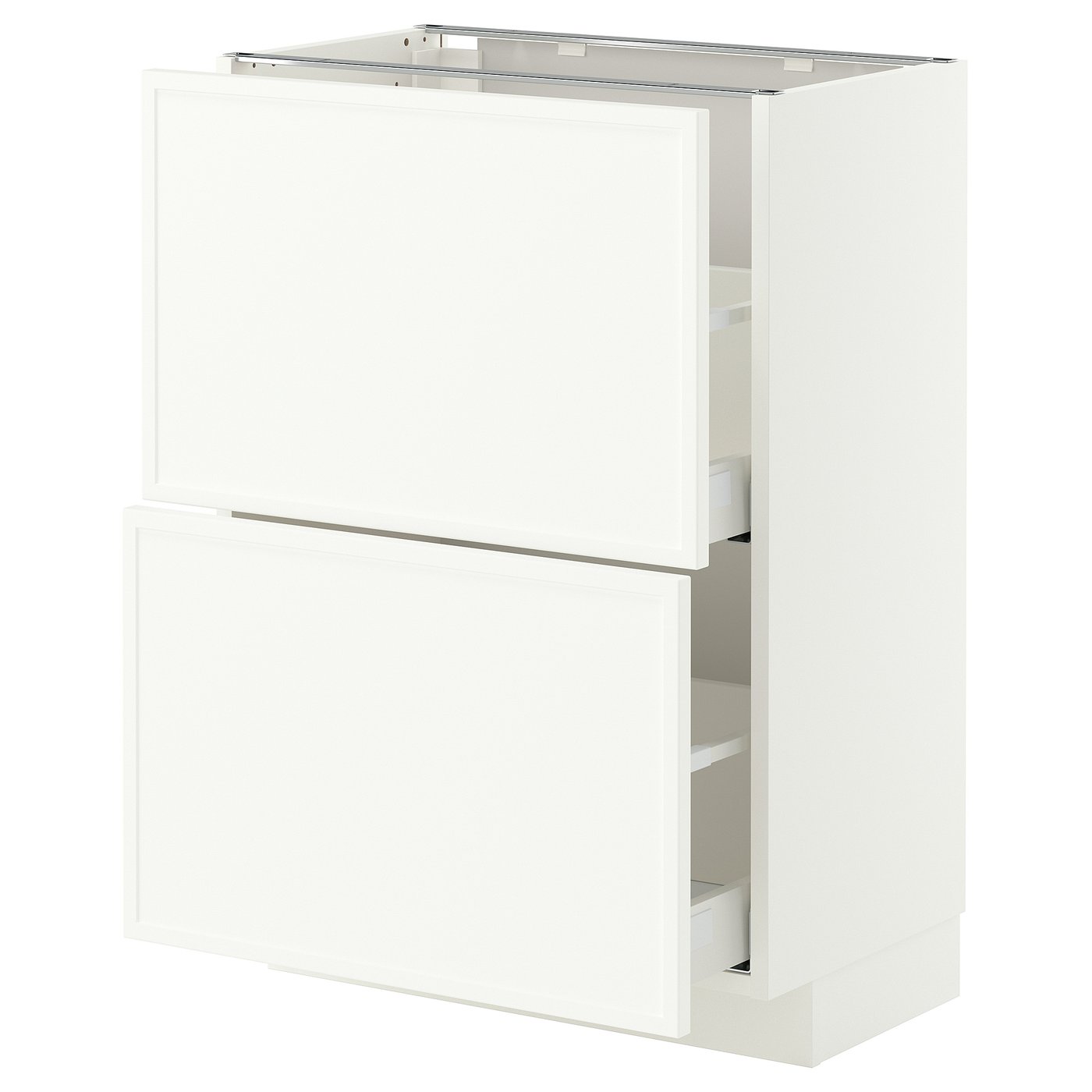 METOD / MAXIMERA base cabinet with 2 drawers, white/Aspudden matt white, 60x37 cm