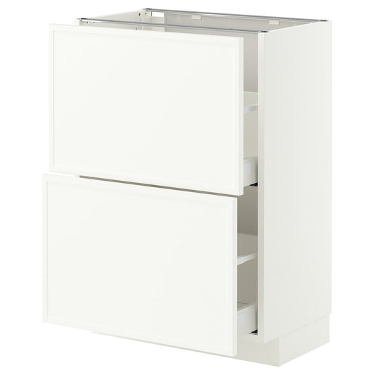 METOD / MAXIMERA base cabinet with 2 drawers, white/Aspudden matt white, 60x37 cm