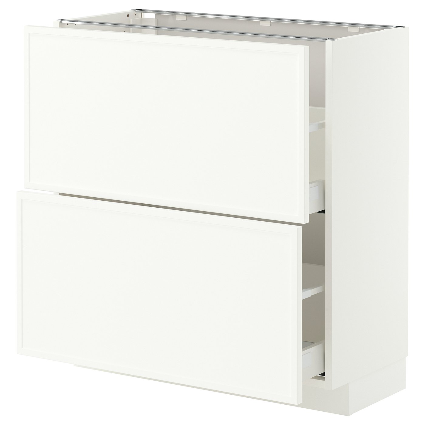 METOD / MAXIMERA base cabinet with 2 drawers, white/Aspudden matt white, 80x37 cm