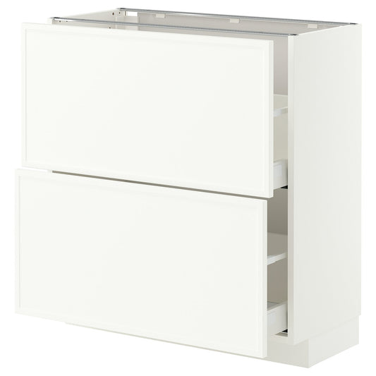 METOD / MAXIMERA base cabinet with 2 drawers, white/Aspudden matt white, 80x37 cm