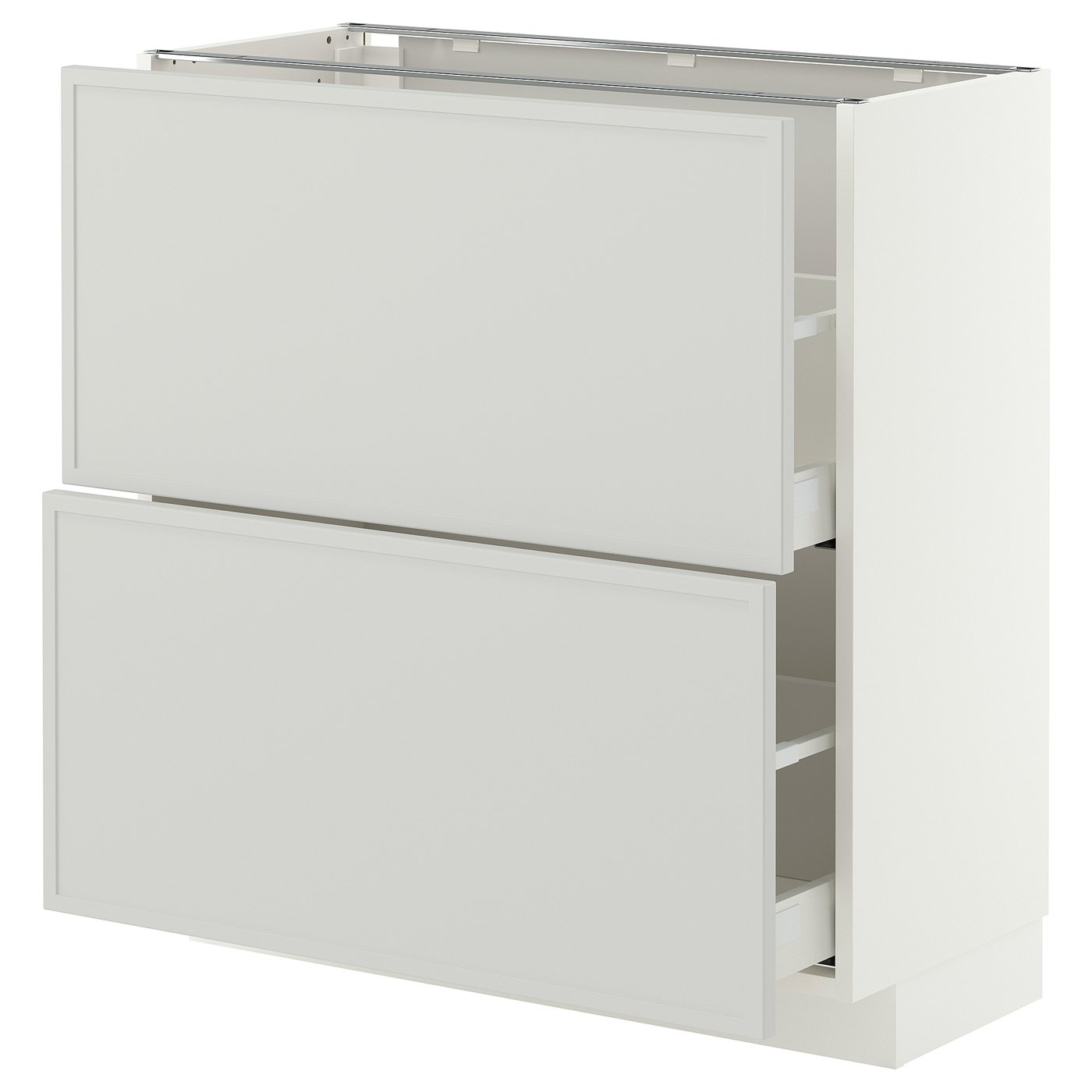 METOD / MAXIMERA base cabinet with 2 drawers, white/Aspudden light grey, 80x37 cm