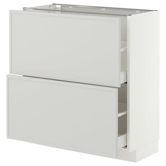 METOD / MAXIMERA base cabinet with 2 drawers, white/Aspudden light grey, 80x37 cm