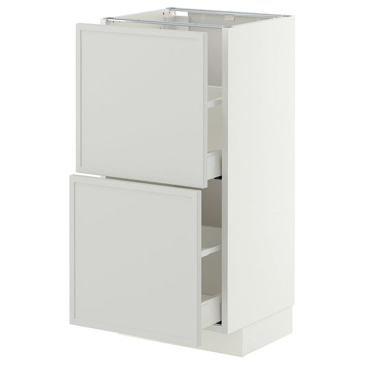 METOD / MAXIMERA base cabinet with 2 drawers, white/Aspudden light grey, 40x37 cm