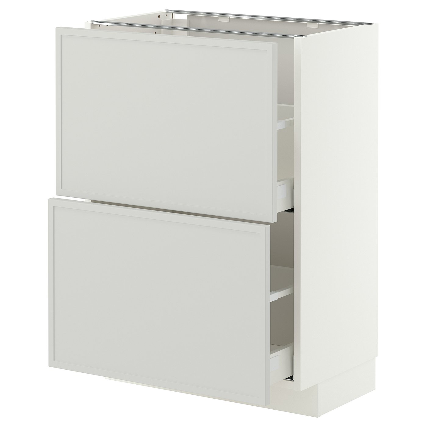 METOD / MAXIMERA base cabinet with 2 drawers, white/Aspudden light grey, 60x37 cm