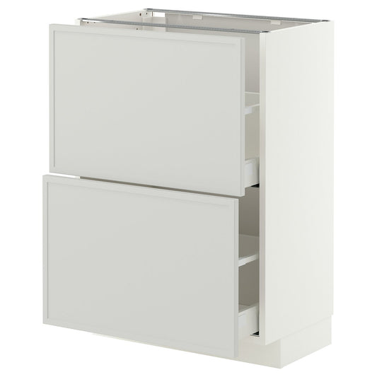 METOD / MAXIMERA base cabinet with 2 drawers, white/Aspudden light grey, 60x37 cm