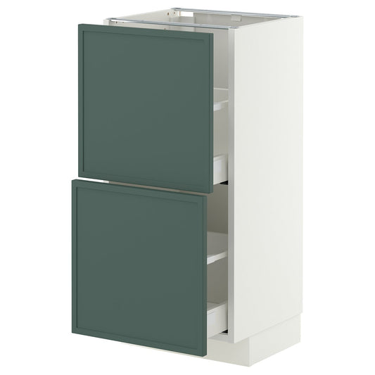 METOD / MAXIMERA base cabinet with 2 drawers, white/Aspudden dark grey-green, 40x37 cm