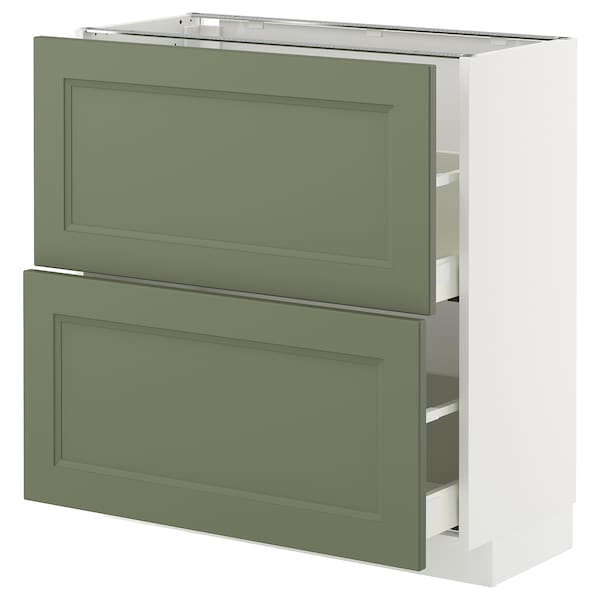 Ikea METOD / MAXIMERA - Base cabinet with 2 drawers, white/Axstad gray-green,80x37 cm