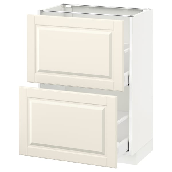 METOD / MAXIMERA - METOD / MAXIMERA Base cabinet with 2 drawers, white/Bodbyn off-white, 60x37 cm
