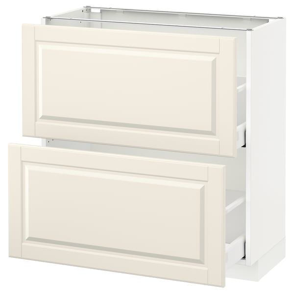 METOD / MAXIMERA - METOD / MAXIMERA Base cabinet with 2 drawers, white/Bodbyn off-white, 80x37 cm