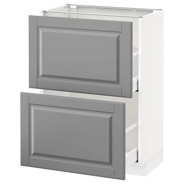 METOD / MAXIMERA - METOD / MAXIMERA Base cabinet with 2 drawers, white/Bodbyn grey, 60x37 cm