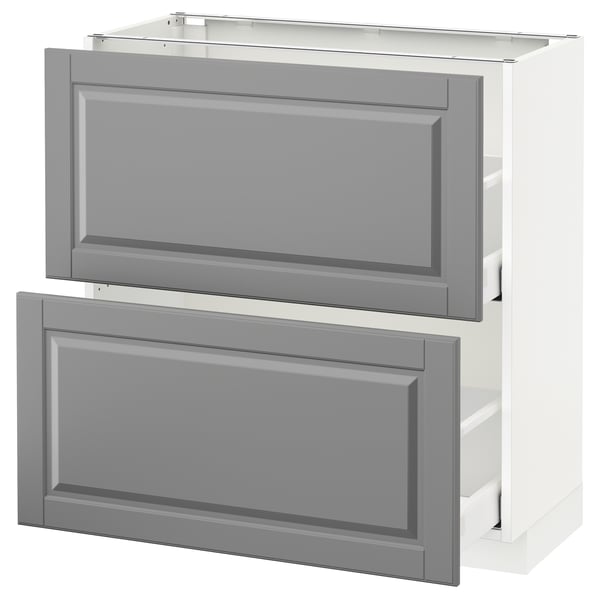 METOD / MAXIMERA - METOD / MAXIMERA Base cabinet with 2 drawers, white/Bodbyn grey, 80x37 cm