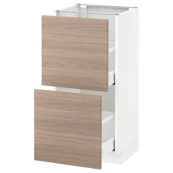 METOD / MAXIMERA base cabinet with 2 drawers, white/Brokhult light grey