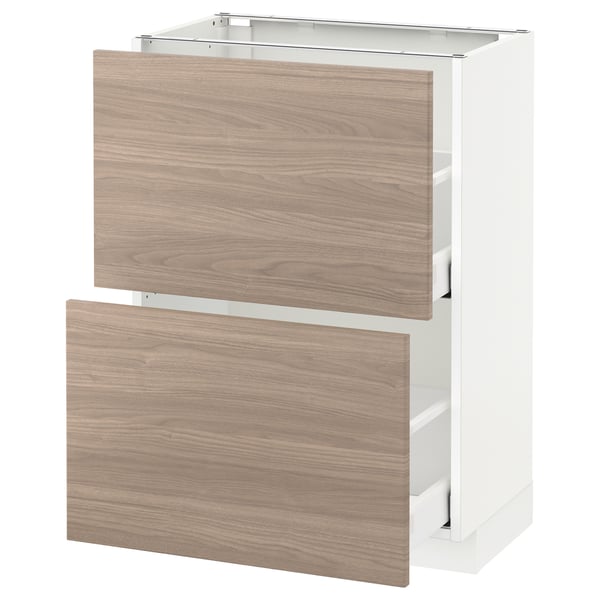 METOD / MAXIMERA base cabinet with 2 drawers, white/Brokhult light grey