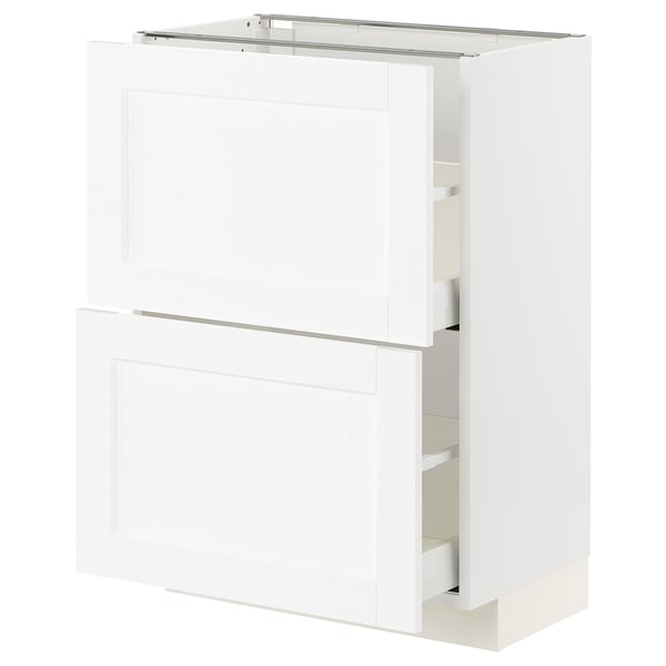 METOD / MAXIMERA base cabinet with 2 drawers, white Enköping/white wood effect, 60x37 cm