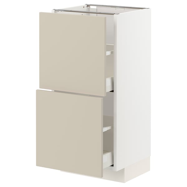 METOD / MAXIMERA base cabinet with 2 drawers, white/Havstorp beige, 40x37 cm