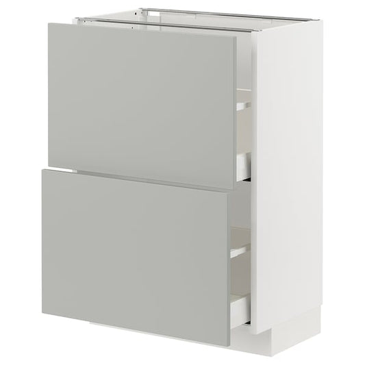 Ikea METOD / MAXIMERA - Base cabinet with 2 drawers, white/Havstorp light grey, 60x37 cm