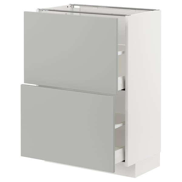 METOD / MAXIMERA - METOD / MAXIMERA Base cabinet with 2 drawers, white/Havstorp light grey, 60x37 cm