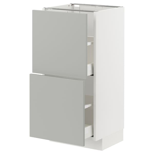 Ikea METOD / MAXIMERA - Base cabinet with 2 drawers, white/Havstorp light grey, 40x37 cm