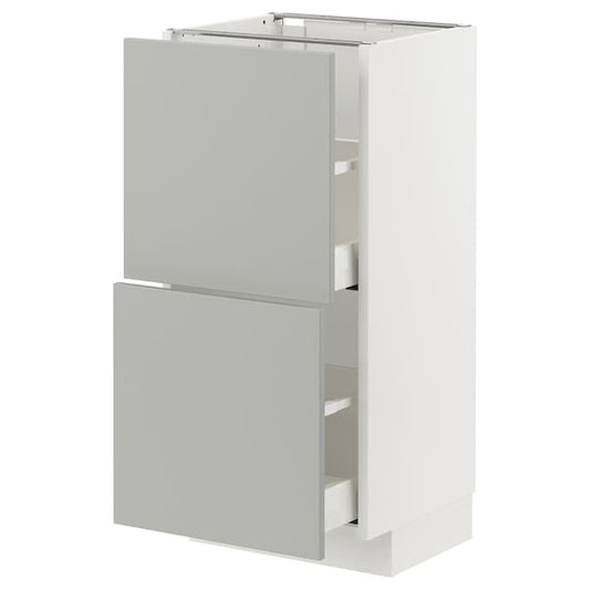 Ikea METOD / MAXIMERA - Base cabinet with 2 drawers, white/Havstorp light grey, 40x37 cm