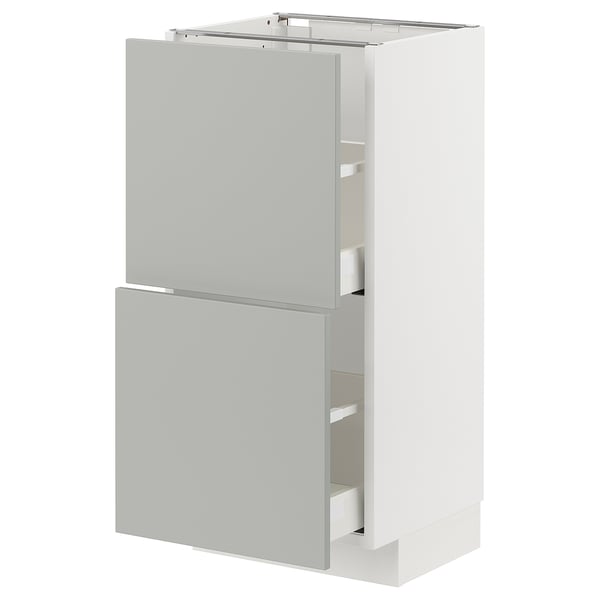 METOD / MAXIMERA - METOD / MAXIMERA Base cabinet with 2 drawers, white/Havstorp light grey, 40x37 cm