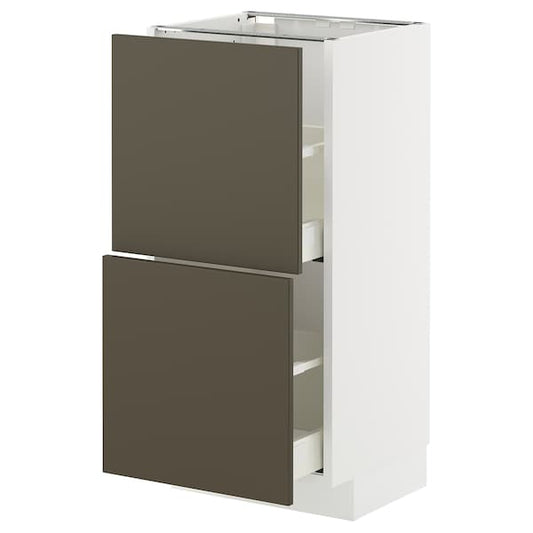 Ikea METOD / MAXIMERA - Base cabinet with 2 drawers, white/Havstorp brown-beige, 40x37 cm