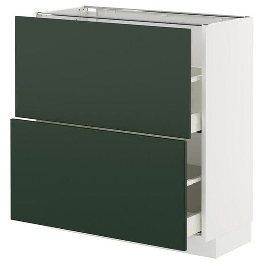 Ikea METOD / MAXIMERA - Base cabinet with 2 drawers, white/Havstorp deep green, 80x37 cm