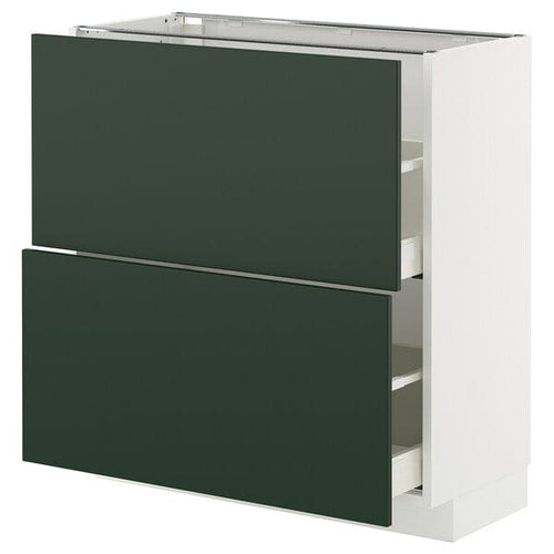 METOD / MAXIMERA base cabinet with 2 drawers, white/Havstorp deep green, 80x37 cm