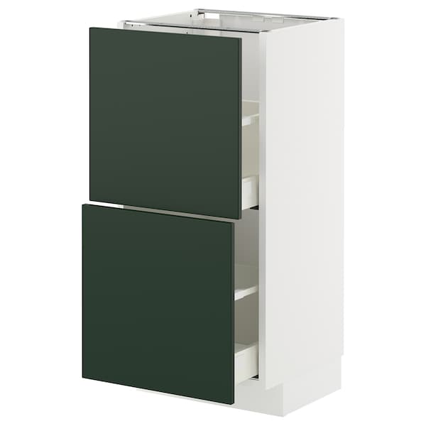 METOD / MAXIMERA - Base cabinet with 2 drawers, white/Havstorp deep green, 40x37 cm