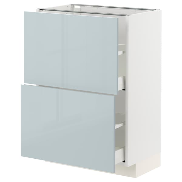 METOD / MAXIMERA - Base cabinet with 2 drawers, white/Kallarp light grey-blue, 60x37 cm