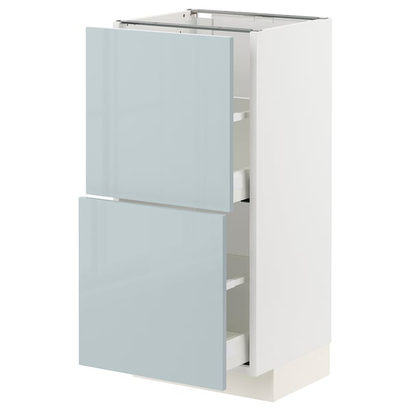 METOD / MAXIMERA base cabinet with 2 drawers, white/Kallarp light grey-blue, 40x37 cm