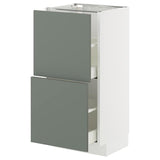 METOD / MAXIMERA base cabinet with 2 drawers, white/Nickebo matt grey-green, 40x37 cm