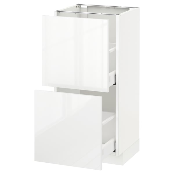 METOD / MAXIMERA - METOD / MAXIMERA Base cabinet with 2 drawers, white/Ringhult white, 40x37 cm