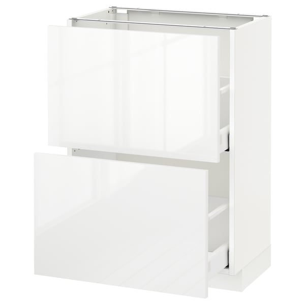 METOD / MAXIMERA - METOD / MAXIMERA Base cabinet with 2 drawers, white/Ringhult white, 60x37 cm