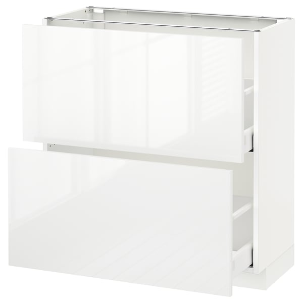 METOD / MAXIMERA - METOD / MAXIMERA Base cabinet with 2 drawers, white/Ringhult white, 80x37 cm