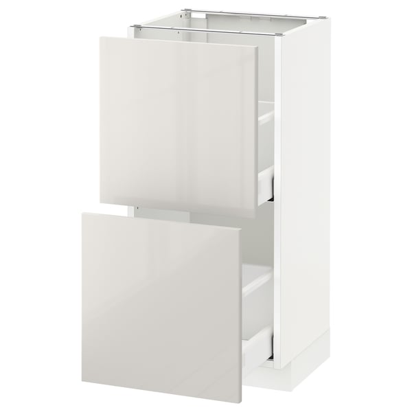 METOD / MAXIMERA - METOD / MAXIMERA Base cabinet with 2 drawers, white/Ringhult light grey, 40x37 cm