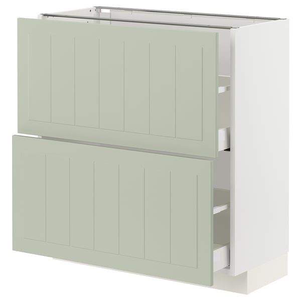 METOD / MAXIMERA - METOD / MAXIMERA Base cabinet with 2 drawers, white/Stensund light green, 80x37 cm