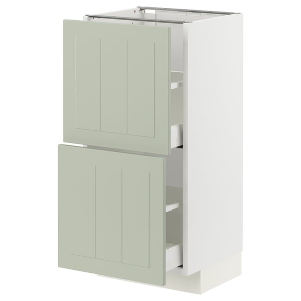 METOD / MAXIMERA - METOD / MAXIMERA Base cabinet with 2 drawers, white/Stensund light green, 40x37 cm