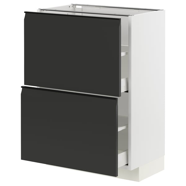 METOD / MAXIMERA base cabinet with 2 drawers, white/Upplöv matt anthracite, 60x37 cm