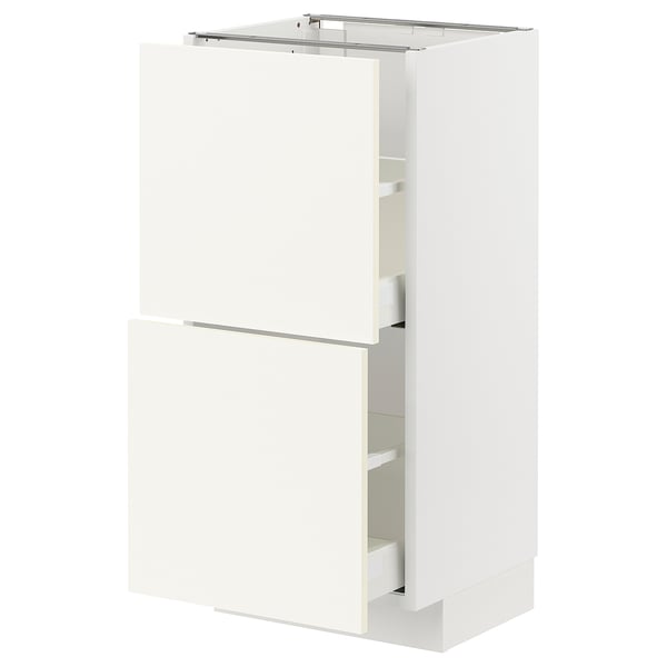 METOD / MAXIMERA - METOD / MAXIMERA Base cabinet with 2 drawers, white/Vallstena white, 40x37 cm