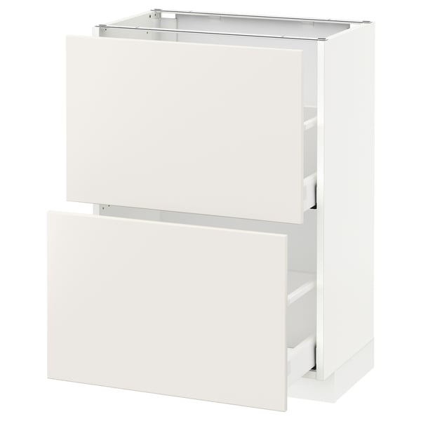 METOD / MAXIMERA base cabinet with 2 drawers, white/Veddinge white, 60x37 cm