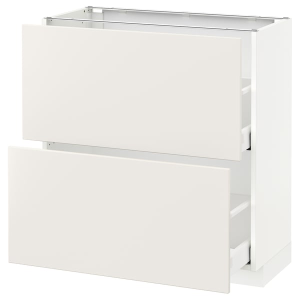 METOD / MAXIMERA base cabinet with 2 drawers, white/Veddinge white, 80x37 cm
