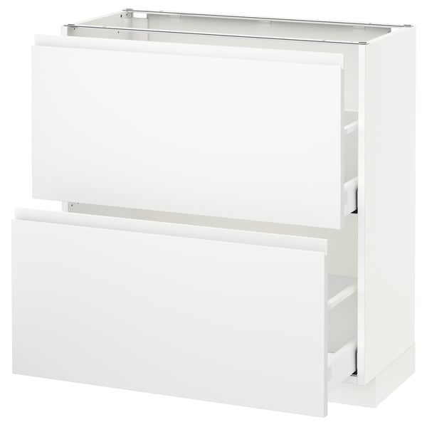 METOD / MAXIMERA base cabinet with 2 drawers, white/Voxtorp matt white, 80x37 cm