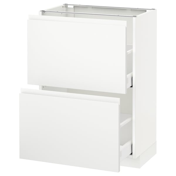 METOD / MAXIMERA - METOD / MAXIMERA Base cabinet with 2 drawers, white/Voxtorp matt white, 60x37 cm