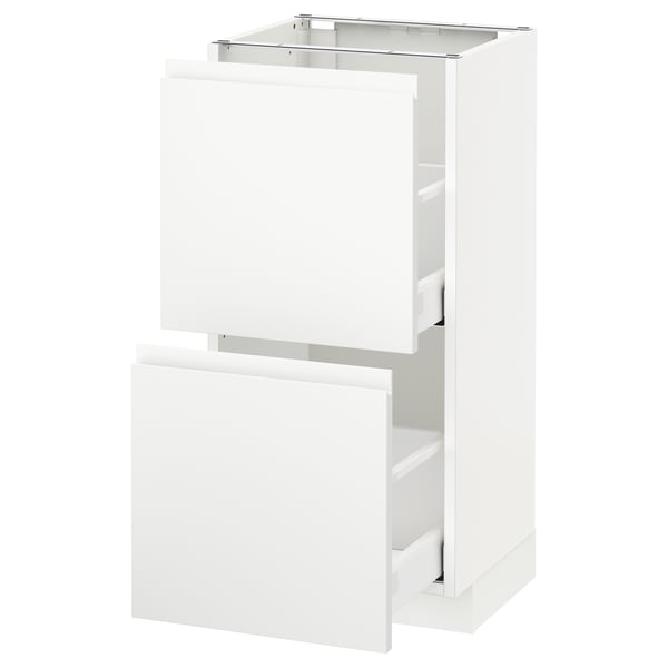 METOD / MAXIMERA - METOD / MAXIMERA Base cabinet with 2 drawers, white/Voxtorp matt white, 40x37 cm