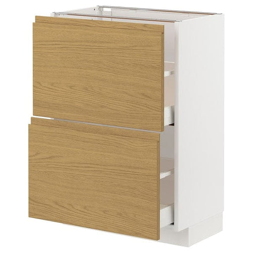 METOD / MAXIMERA base cabinet with 2 drawers, white/Voxtorp oak effect, 60x37 cm