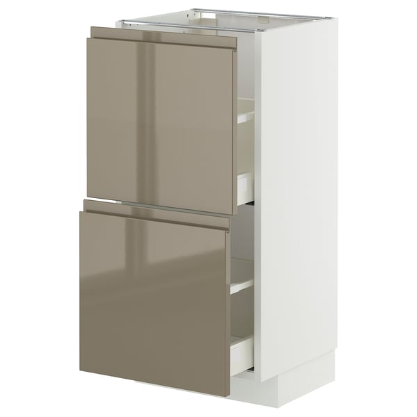 METOD / MAXIMERA base cabinet with 2 drawers, white/Voxtorp high-gloss dark grey-brown, 40x37 cm